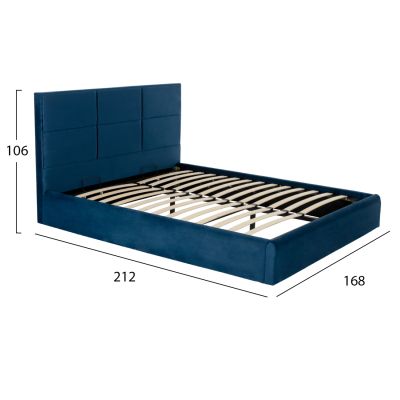 BED BRILEY HM583.08 BLUE VELVET WITH STORAGE SPACE 160X200cm.