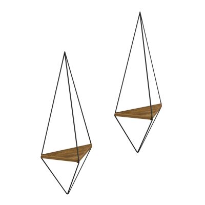 WALL SHELF 2PCS SET CANNARD HM8925.11 MELAMINE IN NATURAL-BLACK METAL 23x15x60Hcm.