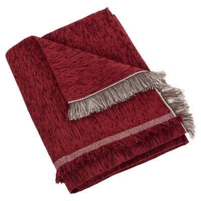 SOFA COVER-THROW WITH FRINGES DREAMTOPIA HM12164.10 IN BURGUNDY RED COLOR 178X178cm.