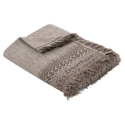 SOFA COVER-THROW WITH FRINGES DREAMTOPIA HM12163.03 IN LIGHT BROWN COLOR 245X170cm.