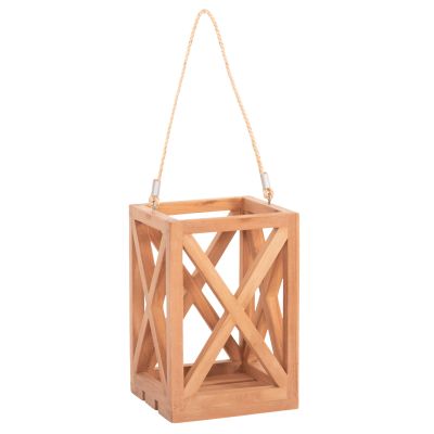 DECORATIVE TABLE LANTERN FOR CANDLES FENT HM4581 TEAK WOOD IN NATURAL 20x20x30-58Hcm.
