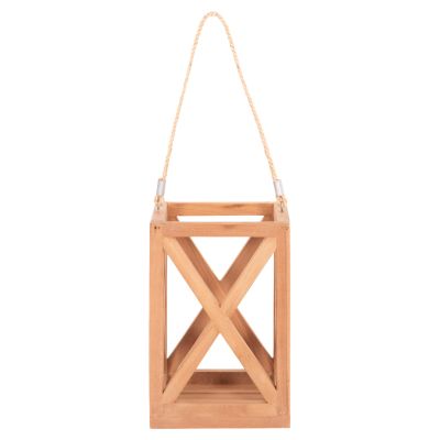 DECORATIVE TABLE LANTERN FOR CANDLES FENT HM4581 TEAK WOOD IN NATURAL 20x20x30-58Hcm.