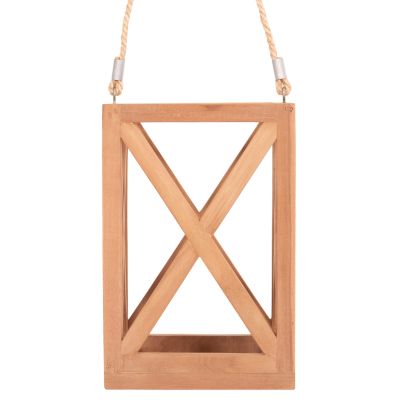 DECORATIVE TABLE LANTERN FOR CANDLES FENT HM4581 TEAK WOOD IN NATURAL 20x20x30-58Hcm.