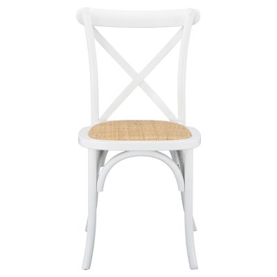 Wooden chair Owen Stackable from beech wood in white color with crossed back HM8575.14 48x53x90 cm