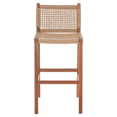 БАР СТОЛ С ОБЛЕГАЛКА ВЪНШНО ТИКОВО ДЪРВО И ВЪЖЕ HM9381.01 40X53X89Hcm.