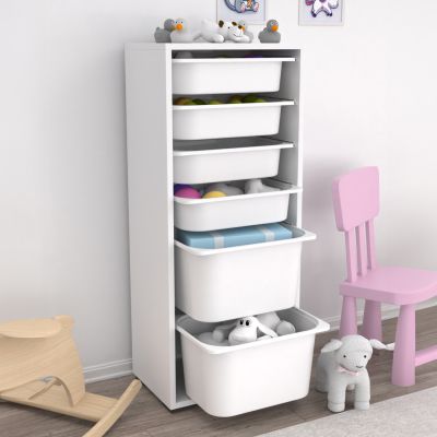 CHEST OF DRAWERS SANI HM18214.01 MELAMINE IN WHITE-6 WHITE P.E. DRAWERS 45,5x30x109Hcm.