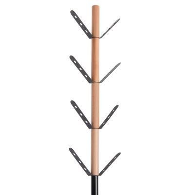 COAT HANGER BILLY HM18075.01 BEECH WOOD-BLACK METAL-BASE WITH WOOD Φ37.5X180Hcm.