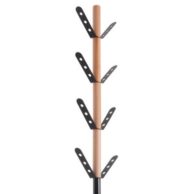COAT HANGER BILLY HM18075.01 BEECH WOOD-BLACK METAL-BASE WITH WOOD Φ37.5X180Hcm.