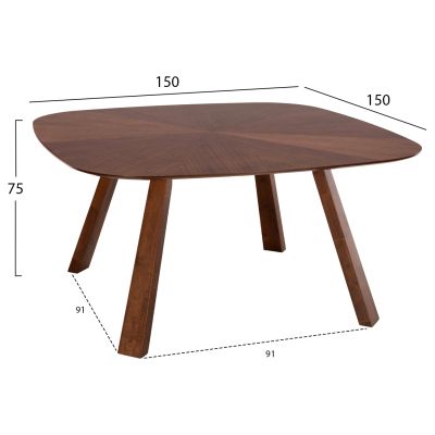 ТРАПЕЗНА МАСА RINER HM9733 MDF С ФУРНИР ОРЕХ SUNBURST 150x150x75Hcm.