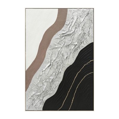 WALL PAINTING ABSTRACT HM4553.02 BEIGE PS FRAME-CANVAS-HANDMADE 82x4.5x122Hcm.