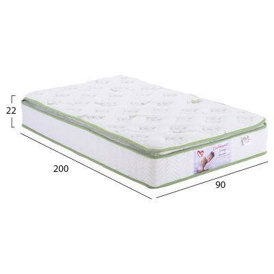 MATTRESS CONTINUOUS SPRING WITH MATTRESS PAD ALOE VERA 90X200 HM372.20 SINGLE SIDE