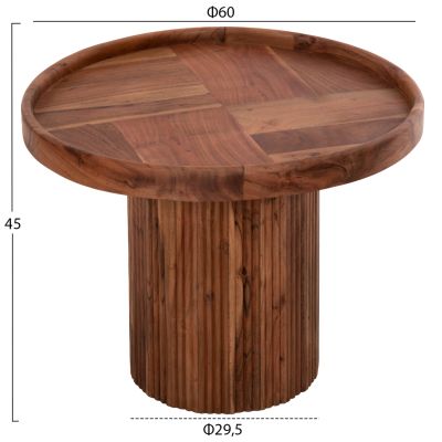 ХОЛНА МАСА КРЪГЛА RAJJEH HM9693 АКАЦИЕВО ДЪРВО МАСИВ В ЕСТЕСТВЕН ЦВЯТ Φ60x45Hсм.