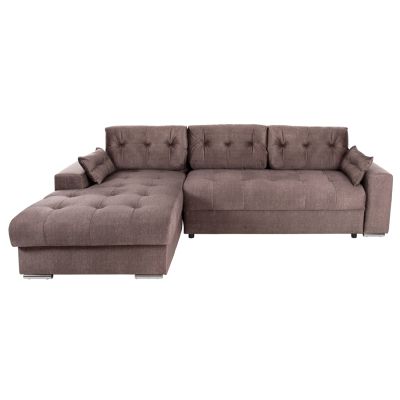 CORNER (LEFT) SOFA-BED WITH STORAGE SPACE CLANCY HM3281.03L BROWN FABRIC 308x181x92Hcm.