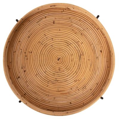 ROUND SIDE TABLE FLY HM7907 RATTAN IN NATURAL COLOR-BLACK METAL BASE Φ50x40Hcm.