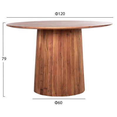 DINING TABLE ROUND GROOT HM9684 SOLID ACACIA WOOD IN NATURAL D120x79Hcm.