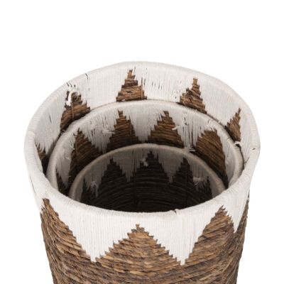 ROUND BASKETS WITHOUT LID 3PCS HM4307 RUSH IN NATURAL-WHITE Φ42x56Hcm.