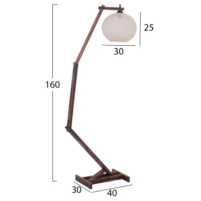 FLOOR STANDING LAMP MODULAR WALNUT WITH SPHERICAL CAP ROPE 40x30x160Yεκ.HM7701.01
