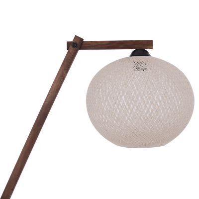 FLOOR STANDING LAMP MODULAR WALNUT WITH SPHERICAL CAP ROPE 40x30x160Yεκ.HM7701.01