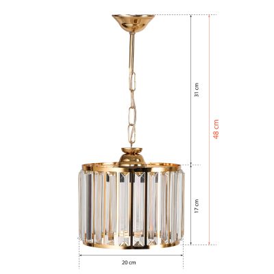 CEILING PENDANT HM7662.01, METAL-GLASS, GOLD, Φ20x48