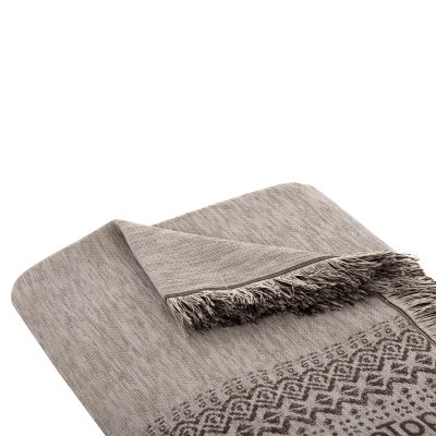 SOFA COVER-THROW WITH FRINGES DREAMTOPIA HM12164.06 IN LIGHT GREY COLOR 178X178cm.