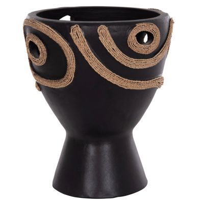 TABLE DECORATIVE VASE DEAN HM4678.01 TERRACOTA IN BLACK--Φ23x29Hcm.