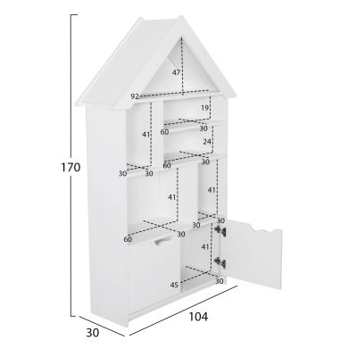 ДЕТСКА ЕТАЖЕРКА DREY HM18229.01 МЕЛАМИН БЯЛО 103x33x169Hcm.
