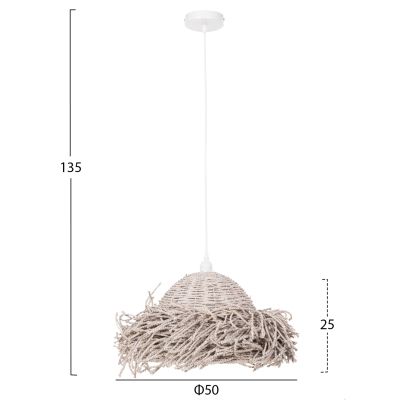 CEILING PENDANT LAMP HM4349 SEAGRASS IN WHITEWASH COLOR Φ50x25-135Hcm.