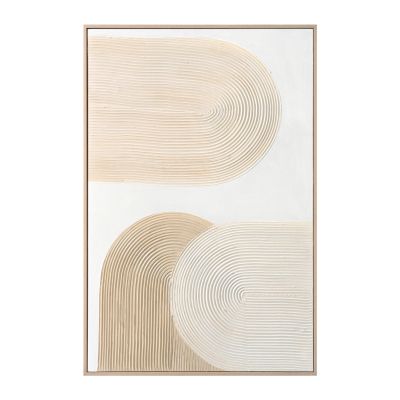 WALL PAINTING HM4536 WITH BEIGE PS FRAME-WHITE CANVAS HANDMADE 80x3,5x120Hcm.