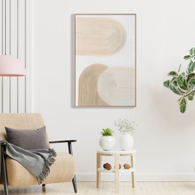 WALL PAINTING HM4536 WITH BEIGE PS FRAME-WHITE CANVAS HANDMADE 80x3,5x120Hcm.
