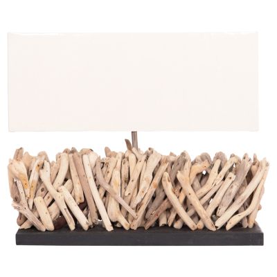 TABLE LAMP RECTANGULAR TWIGGY HM4434 DRIFTWOOD & WHITE CAP 56x16.5x43Hcm.