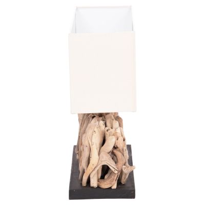 TABLE LAMP RECTANGULAR TWIGGY HM4434 DRIFTWOOD & WHITE CAP 56x16.5x43Hcm.