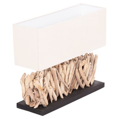 TABLE LAMP RECTANGULAR TWIGGY HM4434 DRIFTWOOD & WHITE CAP 56x16.5x43Hcm.