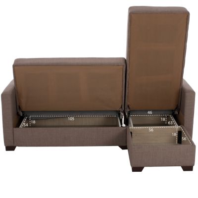 HM3244.02, corner sofa-bed, reversible, brown, 200x133x77