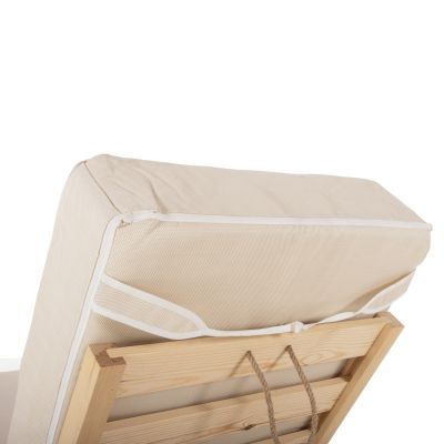 ПЛАЖЕН ШЕЗЛОНГ НИСЪК IKARIA HM10623.02 БОРОВО ДЪРВО В ЕСТЕСТВЕН ЦВЯТ-БЕЖОВ ТЕКСТИЛ-ВЪЗГЛАВНИЦА ДЕБЕЛИНА 20см