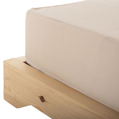 ПЛАЖЕН ШЕЗЛОНГ НИСЪК IKARIA HM10623.02 БОРОВО ДЪРВО В ЕСТЕСТВЕН ЦВЯТ-БЕЖОВ ТЕКСТИЛ-ВЪЗГЛАВНИЦА ДЕБЕЛИНА 20см