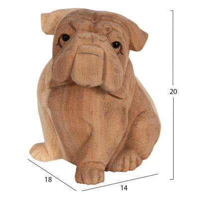 FLOOR DECORATION HM7925 DOZER BULLDOG SUAR WOOD IN NATURAL COLOR 18x14x20Hcm.