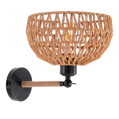 WALL SCONCE GLIDE HM4475 METAL BASE-HEMP ROPE-[E27] 22x22x35-21Hcm.