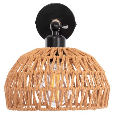 WALL SCONCE GLIDE HM4475 METAL BASE-HEMP ROPE-[E27] 22x22x35-21Hcm.