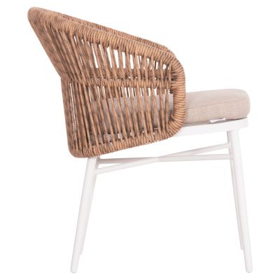 ALUMINUM ARMCHAIR ORIN HM6265.02 WHITE-P.E. RATTAN NATURAL-BEIGE CUSHION 58x61x75Hcm.