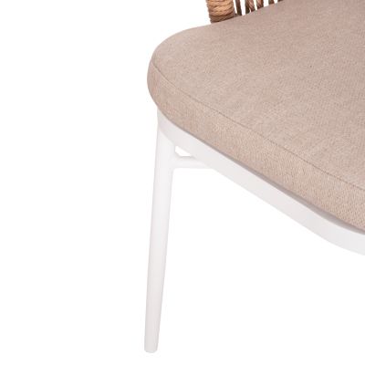 ALUMINUM ARMCHAIR ORIN HM6265.02 WHITE-P.E. RATTAN NATURAL-BEIGE CUSHION 58x61x75Hcm.