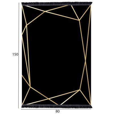 HM7676.30 80X150cm, JOSIANE carpet, black-gold, fringes