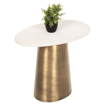 SIDE TABLE FODEN HM9718 GRAINY WHITE MARBLE TOP & METAL BASE IN GOLD 62,5x40,5x52,5Hcm.