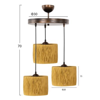 ВИСУЛКА ЗА ТАВАН 3-СВЕТЛИНА HM7948.05 БЕЖОВ-БРОНЗ Φ30x70Hcm.