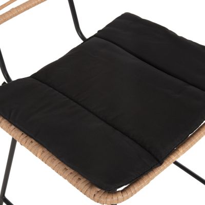 BAR STOOL MED.HEIGHT ALLEGRA HM5644.11 METAL&CUSHION BLACK-WICKER BEIGE 53x56x107Hcm.
