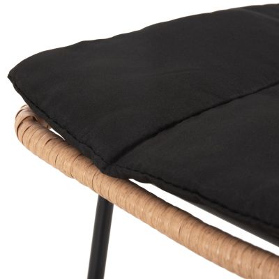 BAR STOOL MED.HEIGHT ALLEGRA HM5644.11 METAL&CUSHION BLACK-WICKER BEIGE 53x56x107Hcm.