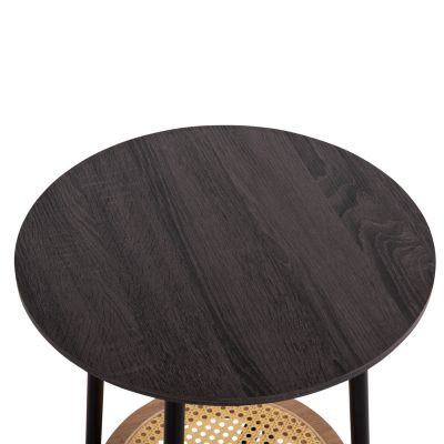 COFFEE TABLES 2PCS SET SEWELL HM21087 MDF-METAL-SYNTHETIC RATTAN Φ80cm & Φ45cm