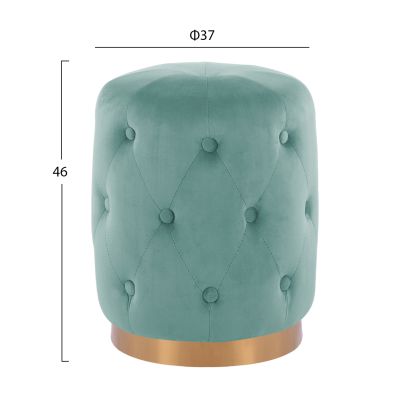 ROUND STOOL TORRIE HM8405.07 PISTACHIO GREEN VELVET-GOLD BASE Φ37x46Ηcm.