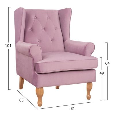 Armchair Lilac color velvet Brandon 81x83x101cm HM3073.12