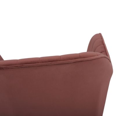 КАДИФЕНО КРЕСЛО SAWYER В ПРАШНО РОЗОВО С ЧЕРНИ КРАКА HM8523.12 53x60x76cm