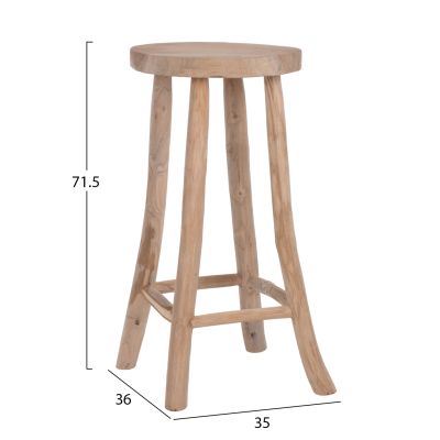 BAR STOOL KONT HM9338 SOLID TEAK NATURAL Φ34,5Χ71,5Hcm.
